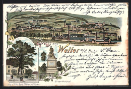 Lithographie Wetter / Ruhr, Alte Eiche, Ortsansicht Mit Fabrikschornsteine, Denkmal  - Other & Unclassified