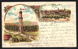 Lithographie Freudenstadt, Gesamtansicht, Herzog-Friedrichsthurm  - Freudenstadt
