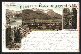 Lithographie Partenkirchen, Panoramaansicht, Eibsee, Partnachklamm  - Otros & Sin Clasificación