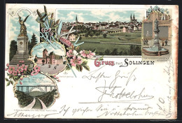 Lithographie Solingen, Kriegerdenkmal, Schloss Burg An Der Wupper  - Solingen