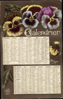 CPA Kalender, Stiefmütterchen, Blumen - Año Nuevo