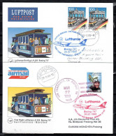 1999 Munich - San Francisco - Frankfurt    Lufthansa First Flight, Erstflug, Premier Vol ( 2 Cards ) - Autres (Air)