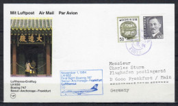 1984 Seoul - Frankfurt    Lufthansa First Flight, Erstflug, Premier Vol ( 1 Card ) - Sonstige (Luft)