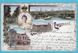 NEDERLAND Prentbriefkaart Café Mendelaar, School Voor Nijverheid 1899 Enschedé Naar Gelschenkirchen - Enschede