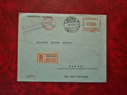 LETTRE / CARTE RECOMMANDE HELSINKI POUR PARIE CACHET ET OBLITARATION MECANIQUE ENTETE HELSINGFORS AKTIEBANK 1931 - Covers & Documents