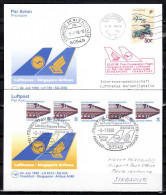 1998 Frankfurt - Singapore - Frankfurt    Lufthansa First Flight, Erstflug, Premier Vol ( 2 Cards ) - Sonstige (Luft)