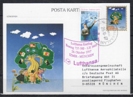 1997 Izmir - Munich    Lufthansa First Flight, Erstflug, Premier Vol ( 1 Card ) - Autres (Air)