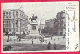 NAPOLI - PIAZZA DEL MUNICIPIO - ANIMATA - FORMATO PICCOLO -  VIAGGIATA 1904 DA CATIGNANO (TERAMO) - Napoli (Naples)