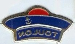 @@ Marine Nationale Béret De Marin Avec Pompon Matelot Ville De TOULON Var PACA (1.2x2.4) Modèle 3 @@ma197d - Militaria