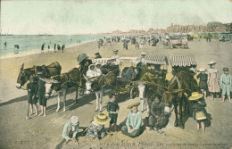 * BERCK PLAGE * VOITURES DE MALADES SUR LA PLAGE * ANIMEE * ENFANTS * ANES * COLORISEE * EDIT. L.V. * AQUA PHOTO - Berck