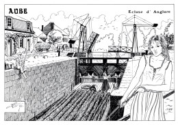 CPM : L'Aube, Ecluse  D'Anglure , Dessin De Charles Berg - Houseboats