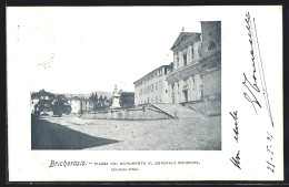 Cartolina Bricherasio, Piazza Col Monumento Al Generale Brignone  - Autres & Non Classés