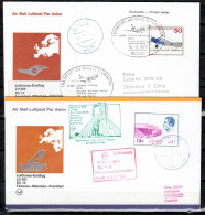 1976 Frankfurt - Teheran + Teheran - Munich   Lufthansa First Flight, Erstflug, Premier Vol (2 Envelopes ) - Other (Air)