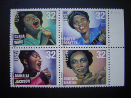 États-Unis – Série De Musique Américaine - Chanteurs De Gospel - 1998 – 4 Timbres Neuf MNH - Nuevos