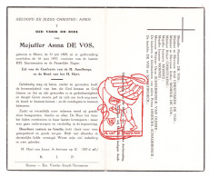 DP Juff. Anna De Vos ° Mater Oudenaarde 1899 † 1957 Christiaens Mornie Schaubroeck Van Durme Dierickx - Images Religieuses