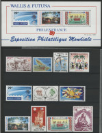 WALLIS Et FUTUNA Année Complète 1989 DONT Poste Aérienne, N° 385 à 392 + PA 165 à 167 + Bloc 4 Neufs ** (MNH) Qualité TB - Années Complètes