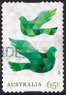 AUSTRALIA 2015 65c Green & Black, Christmas-Doves Self Adhesive FU - Gebraucht