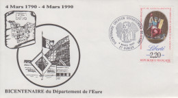 Enveloppe   FRANCE   200  Ans   Du   Département     EURE    EVREUX   1990 - Cachets Commémoratifs