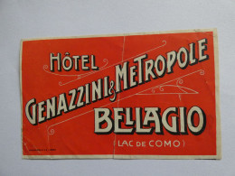 étiquette Hotel Bagage -  Hôtel Genazzini & Metropole Bellagio Lac De Como -- Italie     STEPétiq4 - Hotel Labels