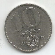HUNGARY 10 FORINT 1971 - Hungría