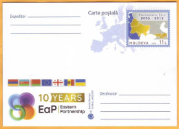 2019 Moldova 10 Years Eastern Partnership. Georgia, Azerbaijan, Belarus, Armenia, Ukraine. Postcard. Flags. - Moldavie