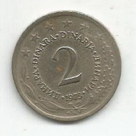 YUGOSLAVIA 2 DINARA 1973 - Yougoslavie