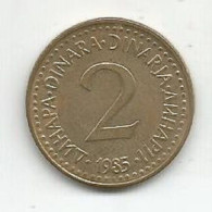 YUGOSLAVIA 2 DINARA 1985 - Yougoslavie