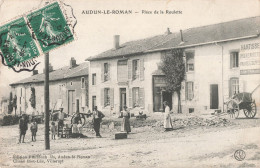 54 Audun Le Roman Place De La Roulette CPA épicerie Mercerie Hantisse Cachet Convoyeur 1908 - Autres & Non Classés