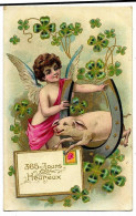 Angelot, Fer à Cheval, Trèfle 4 Feuilles Et Cochon : 365 Jours Heureux Sur Cpa Ed. JC 1202 - Nouvel An