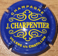 Capsule Champagne Jacky CHARPENTIER Série Nom Horizontal Et Frise, Bleu & Jaune Nr 06 - Other & Unclassified