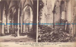 R158673 Ypres. Saint Martins Cathedral Before The Bombardment And After. Neurdei - Monde