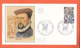 12348 / ⭐ F.D.C Sur Soie Amiral GASPARD De COLIGNY 1519-1572 Premier 1er Jour Emission CHATILLON-COLIGNY 17-02-1973 FDC - 1970-1979