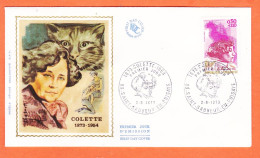 12338 / ⭐ F.D.C Sur Soie COLETTE 1873-1954 Premier 1er Jour Emission SAINT-SAUVEUR-en-PUISAYE 89-Yonne 2 Juin 1973 FDC - 1970-1979