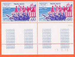12476 / ⭐ MONACO Coin Daté 13-06-1973 Paire Y-T 944 Comité National Traditions Benediction Mer 0fr60 LUXE MNH**  - Nuovi