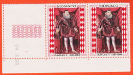 12306 / ⭐ (•◡•) ◉ MONACO Coin Daté 19-06-1968 Paire Yvert Y-T N° 770 CHARLES II  1fr00 LUXE MNH**  - Unused Stamps