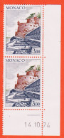 12478 / ⭐ ♥️ Peu Commun MONACO Coin Daté 31-01-1974 Paire Yvert Y-T N° 990 Fort ANTOINE  3fr00 LUXE MNH**  - Unused Stamps