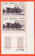 12356 / ⭐ (•◡•) ◉ MONACO Coin Daté 09-09-1968 Paire Yvert Y-T N° 753 Locomotive Type C-220 1898 Train 0fr30 LUXE MNH**  - Ongebruikt