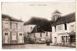 12217 / ⭐ ♥️ MONTRY Seine Marne Restaurant Billard HUET Place Mairie Eglise 1900s à RINALDI Belleville-Veuve GRUOT Crec - Autres & Non Classés