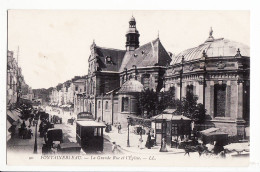 12049 / ⭐ FONTAINEBLEAU Seine Marne Tramway Kiosque Travaux Pavage La GRANDE RUE Et L'EGLISE 1910s LEVY 90 - Fontainebleau