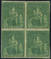 1861-70 ½d Grass-green Block Of Four Imperf, Close To Good Margins, Unused With Large Part O.g (a Little Browned As Usua - Autres & Non Classés