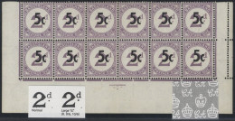 1961 5c On 2d Violet Postage Due, A Lower Marginal UM Block Of Twelve Incl. The Wmk Error St. Edwards Crown (W9b), The E - Autres & Non Classés