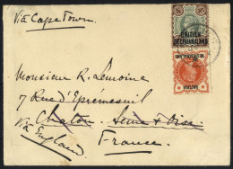 1894 (July) Envelope To France, Re-addressed Internally, Bearing 1888 ½d & 1891 4d, Both Tied By Light 'GABERONES/B.B' C - Other & Unclassified