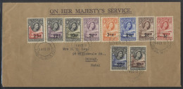 1961 First Day Cover O.H.M.S Envelope Bearing Ten Surcharged Defins Issued On The 14th Feb (lacking Only The 2½c On 2d)  - Autres & Non Classés