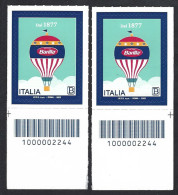 Italia 2022; Barilla SpA Nel 145°, Sistema Produttivo: Due Francobolli A Barre Opposte. - Bar Codes