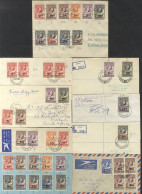 1961 Surcharged Defins From SG.157/167 II, Range Of Nine Covers With Single Or Multiple Frankings Of 43 Stamps From 1c T - Other & Unclassified