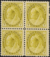 1898-1902 7c Greenish Yellow, M Block Of Four, Large Part O.g, SG.160, Cat. £300++ - Other & Unclassified