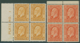1922-33 4c Yellow Brown In A Left Marginal Plate (1) Block Of Four M (3x UM) SG.322, Also 8c Orange In A Top Marginal M  - Other & Unclassified