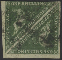 1855-63 1s Bright Yellow Green On White Paper, U Pair, Large Margins On Three Sides Giving One Superb Stamp, SG.8, Cat.  - Other & Unclassified