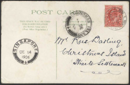 1906 Incoming PPC, Franked 1d Edward, Tied Ardrossan C.d.s, Singapore DEC.14.06 Transit C.d.s & 'Proud Type B' 'Christma - Sonstige & Ohne Zuordnung