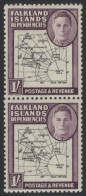 1946 Thick Map 1s Vertical UM Pair Incl. 'South Poke' Variety, SG.G8c. (2) Cat. £152 - Other & Unclassified